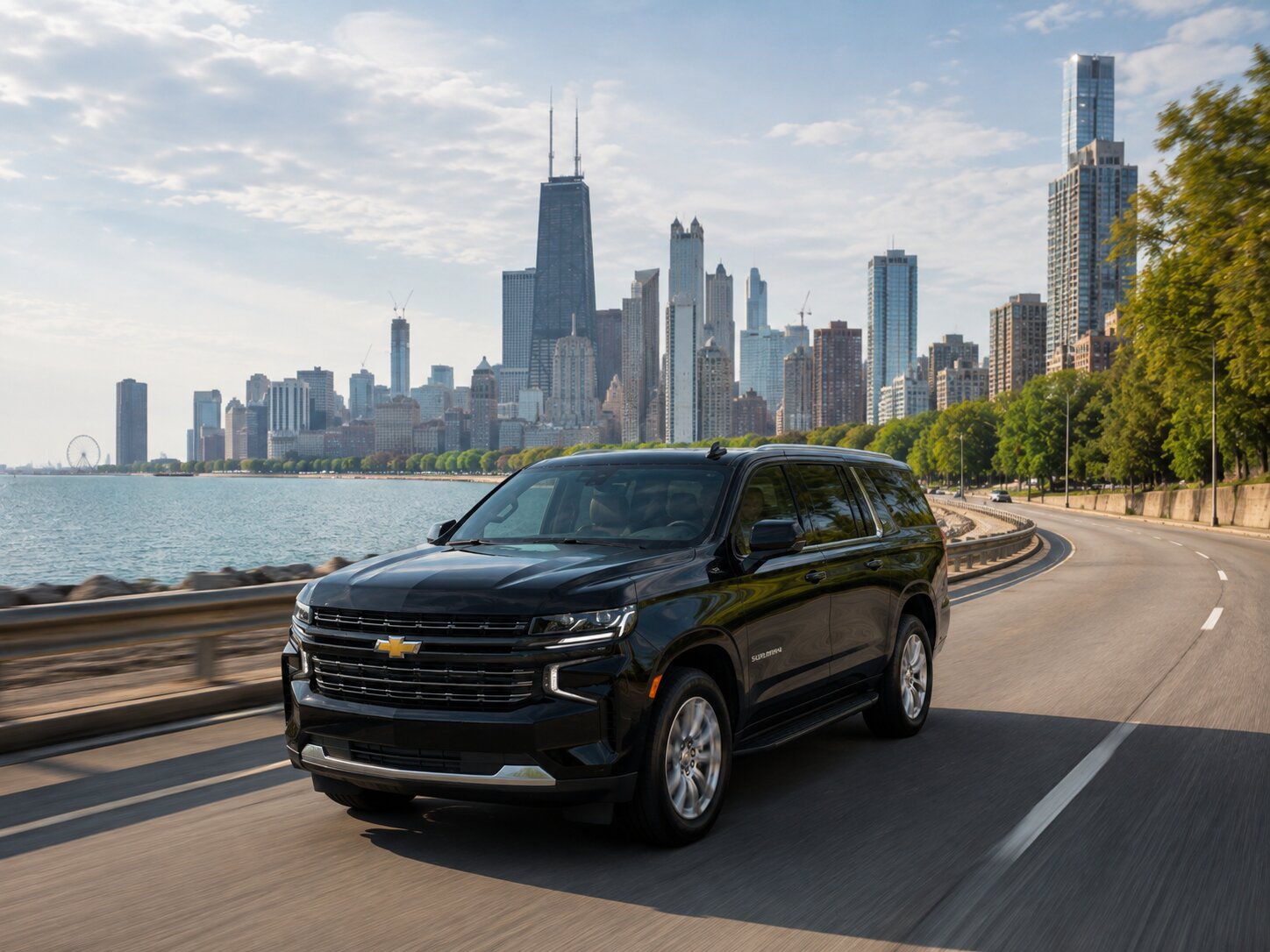 Luxury SUV on Lake Shore Drive, Chicago — On Time Limo